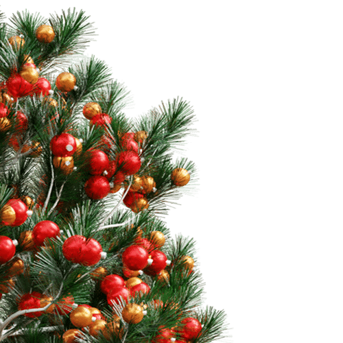 Festive Christmas tree corner with red and gold ornaments and twinkling lights, perfect for holiday home decor and Christmas lighting ideas.